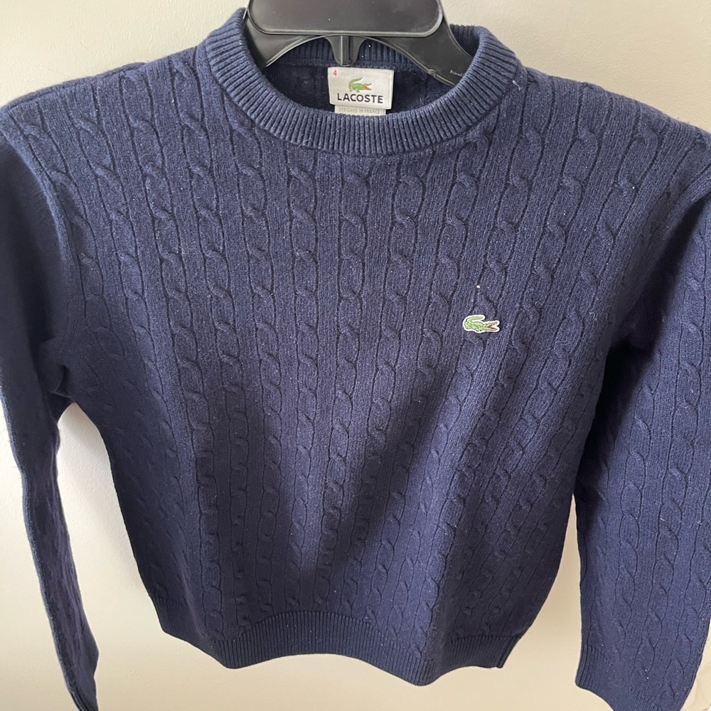 Lacoste Men’s sweater European size 4 Navy cable knit